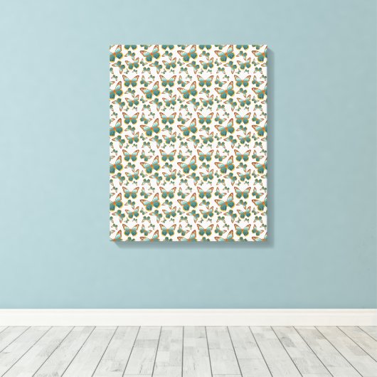 Blauw verloop vlinderpatroon canvas afdruk (Insitu (Houten vloer))