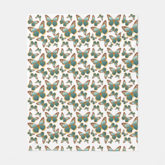 Blauw verloop vlinderpatroon fleece deken (Voorkant)