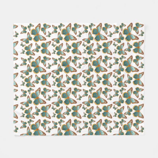 Blauw verloop vlinderpatroon fleece deken (Voorkant (Horizontaal))