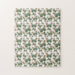 Blauw verloop vlinderpatroon legpuzzel