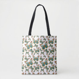 Blauw verloop vlinderpatroon tote bag
