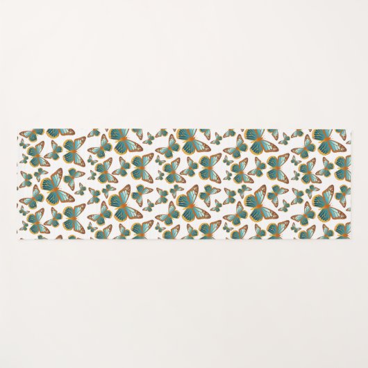 Blauw verloop vlinderpatroon yogamat (Voorkant (horizontaal))