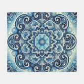 Blauw Verlopend Mandala-ontwerp 2 Fleece Deken (Voorkant (Horizontaal))
