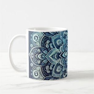 Blauw Verlopend Mandala-ontwerp Koffiemok