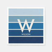 Blauw Verlopende Gestreepte Monogram Persoonlijk F Servet (Voorkant)