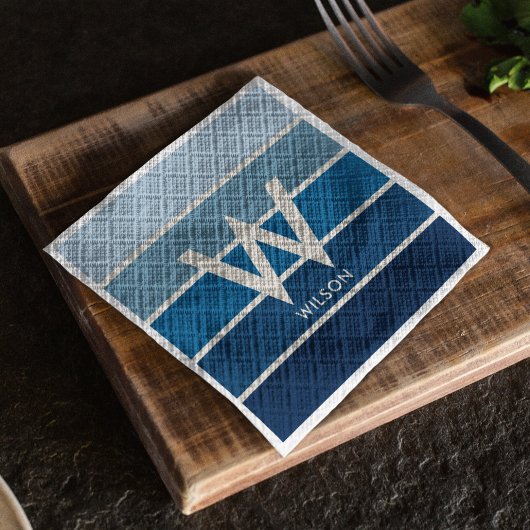 Blauw Verlopende Gestreepte Monogram Persoonlijk F Servet