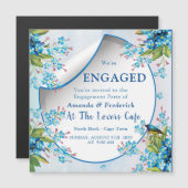Blauw Verloving met vergeet-me-nots Magnetische Uitnodiging (Voorkant / Achterkant)