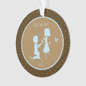 Blauw Verloving Ze zei: Ja, gepersonaliseerd versi Ornament (voorkant)