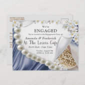 Blauw Verloving zijde en voorartikelen Uitnodiging Briefkaart (Voorkant / Achterkant)
