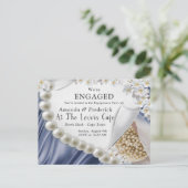 Blauw Verloving zijde en voorartikelen Uitnodiging Briefkaart (Staand voorkant)