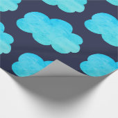 Blauw verpakkingspapier met wolken cadeaupapier (Hoek)