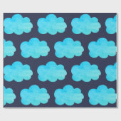 Blauw verpakkingspapier met wolken cadeaupapier (Vlak)