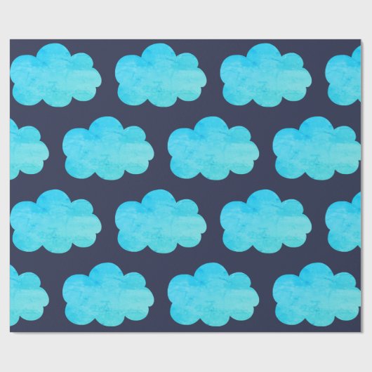Blauw verpakkingspapier met wolken cadeaupapier (Vlak)