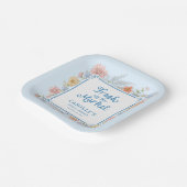 Blauw 'Vers van de Markt' Bruidsmeisjesshower Papieren Bordje (Gebogen)