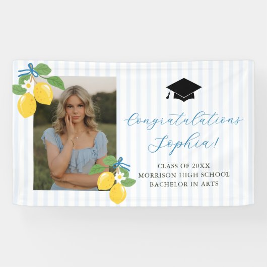 Blauw Verse Citrus Afstudeerfeest Spandoek (Horizontaal)