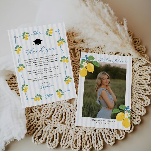 Blauw Verse Citrus Graden Feest Bedankkaart