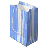 Blauw Verticaal Gestreept Patroon Medium Cadeauzakje (Voorkant Gekanteld)