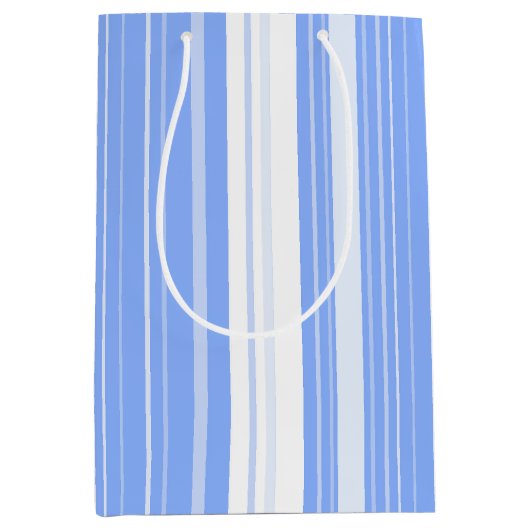 Blauw Verticaal Gestreept Patroon Medium Cadeauzakje (Voorkant)
