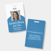 Blauw Verticaal Personeel ID Badge (Voor- en achterkant)