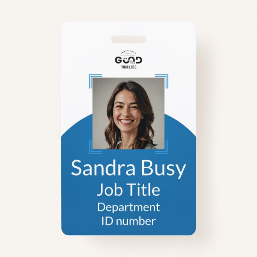 Blauw Verticaal Personeel ID Badge (Voorkant)
