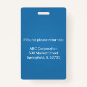 Blauw Verticaal Personeel ID Badge (Achterkant)