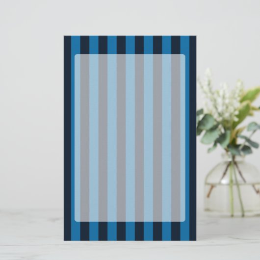 Blauw verticale strepes achtergronddecor briefpapier (Staand voorkant)
