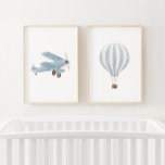 Blauw Vervoer Reizen Kinderkamer Decor Muurkunst Sets<br><div class="desc">Voeg een finishing touch toe aan de ruimte van je kleintje met deze set van 2 prints.</div>