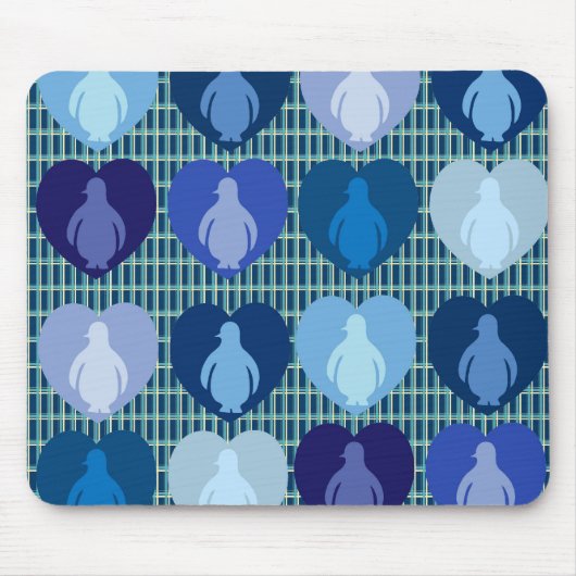 Blauw verwarmde pinguïns muismat (Voorkant)
