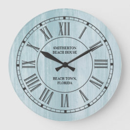 Blauw verweerde houten Romeinse cijfers strandklok Grote Klok