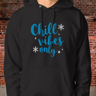 Blauw vet "Alleen koude vibes" met sneeuwvlokken Hoodie