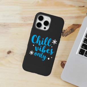 Blauw vet "Chill vibes only" met sneeuwvlokken iPhone 16 Pro Max Hoesje