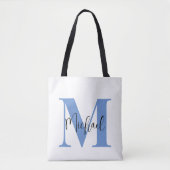 Blauw Vet en Cursief Tote Bag (Voorkant)