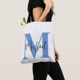 Blauw Vet en Cursief Tote Bag