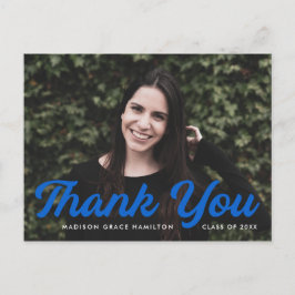 Blauw | Vet Script Foto Afstuderen Bedankt Briefkaart