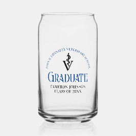 Blauw Veterinair School Afstuderen Custom Blikvorm Glas