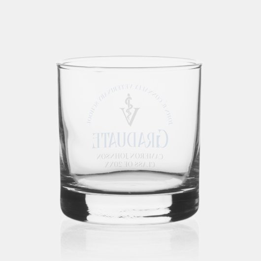 Blauw Veterinair School Afstuderen Custom Whisky Glas (Achterkant)