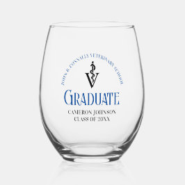 Blauw Veterinair School Afstuderen Custom Wijnglas Zonder Voet