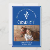 Blauw Veterinair School Foto Aangepast Afstuderen Aankondiging (Voorkant)