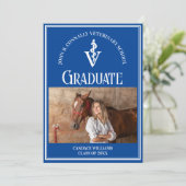 Blauw Veterinair School Foto Aangepast Afstuderen Aankondiging (Staand voorkant)