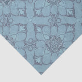 Blauw Victoriaans Bloemenrooster Ontwerp Weefseldo Tissuepapier (Detail)