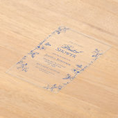 Blauw Victoriaans  getrokken Floral Vrijgezellenfe Acryl Uitnodigingen (Laagn)