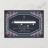 Blauw Victoriaans Gotische Rozen & Doorns bruiloft Informatiekaartje (Voorkant)