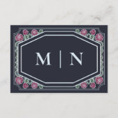 Blauw Victoriaans Gotische Rozen & Doorns bruiloft Informatiekaartje (Achterkant)