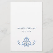 Blauw Victoriaans  Grace Bruiloft Diner Menu (Achterkant)