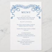 Blauw Victoriaans Grace Bruiloft Diner Menu (Voorkant)