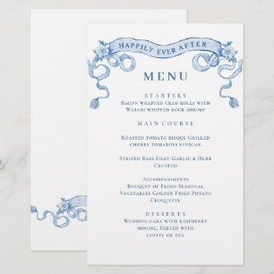Blauw Victoriaans Grace Bruiloft Diner Menu