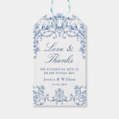 Blauw Victoriaans Grace Floral Boho Bruiloft Cadeaulabel (Voorkant)