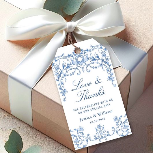 Blauw Victoriaans Grace Floral Boho Bruiloft Cadeaulabel