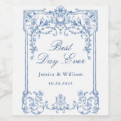 Blauw Victoriaans Grace Floral Boho Bruiloft Wijn Etiket (Enkel label)