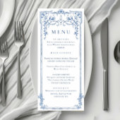 Blauw Victoriaans  Grace Floral bruiloft diner Menu